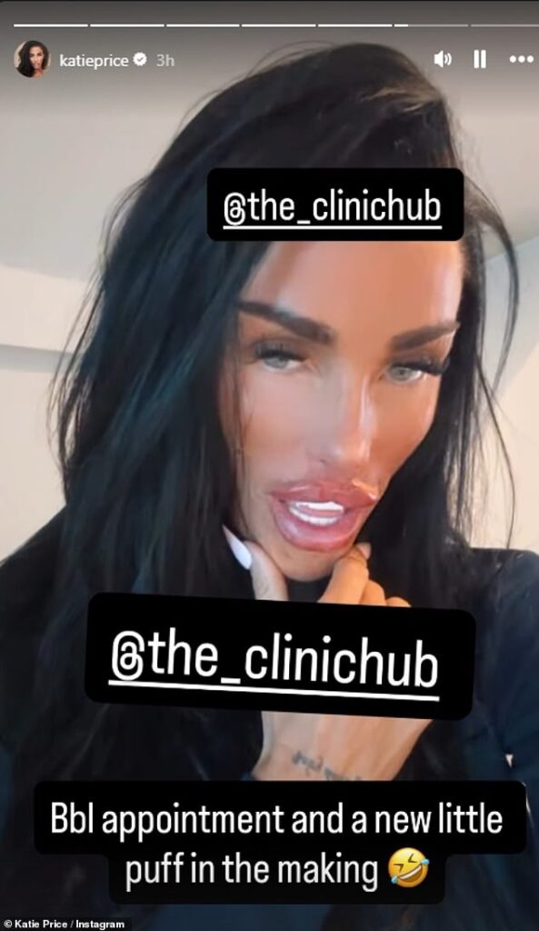 Katie Price happily shows off her new kissable lips and